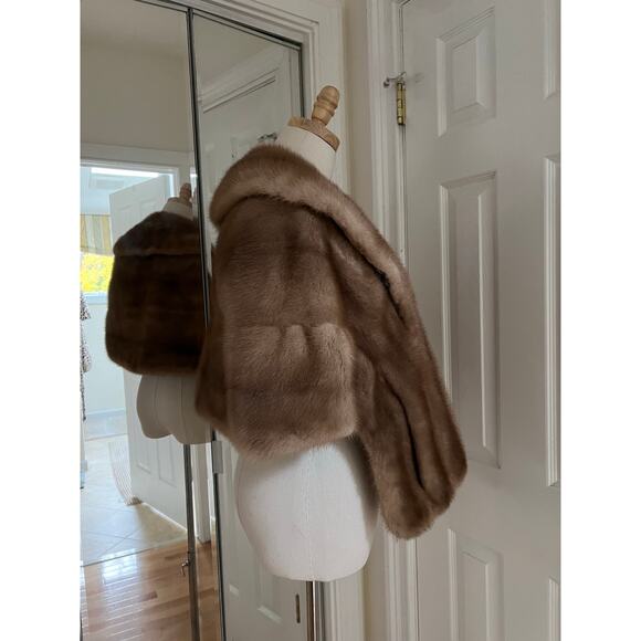 Vintage Mink Fur Cropped Shoulder Stole Wrap - Picture 7 of 16